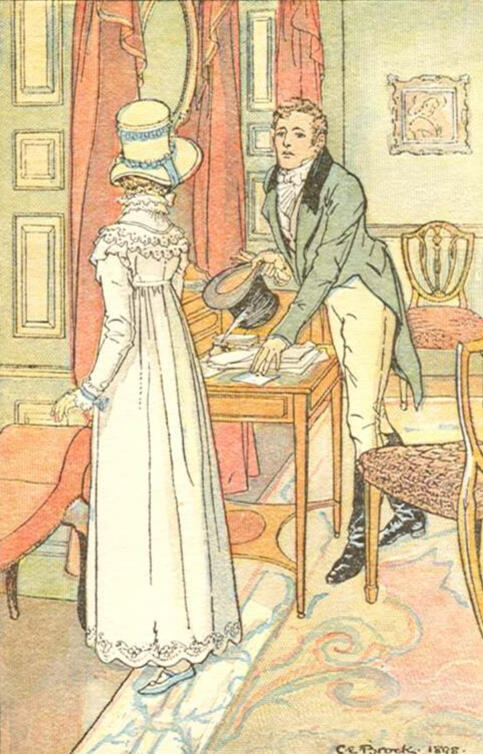 1898 book illustration by C.E. Brock depicting Capt Wentworth and Anne, “With eyes of glowing entreaty fixed on her”, Chapter 23 1898 book illustration by C.E. Brock depicting Capt Wentworth and Anne, “With eyes of glowing entreaty fixed on her”, Chapter 23